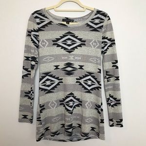 Living Doll Gray Tribal Print Sweater - Size M